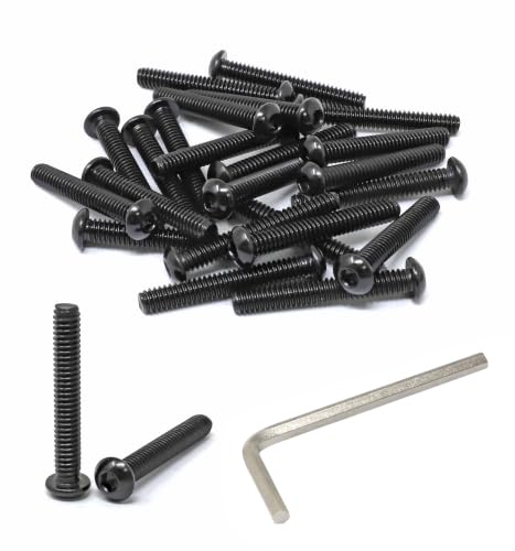 iexcell 25 Pcs 1/4-20 x 1-3/4" Stainless Steel 304 Hex Socket Button Head Cap Screws Bolts, Black Oxide Finish, with Hex Key Spanner - size: 1/4-20 x 1-3/4"