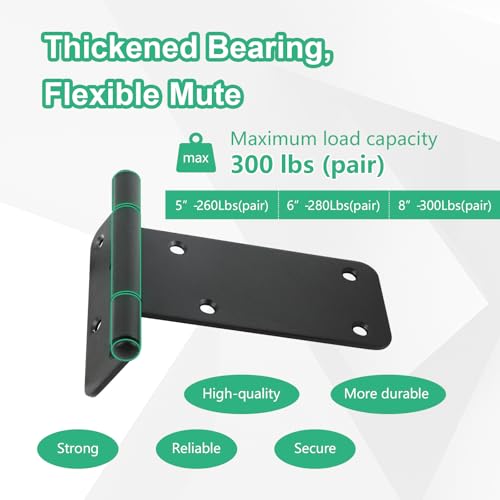 6 inch Gate Hinges,280 Lbs Capacity, Matte Black,4 Pack Heavy Duty Hinge - size: 6“-4 pcs-Matte Black