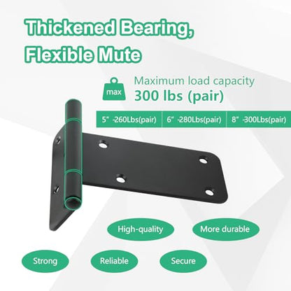 6 inch Gate Hinges,280 Lbs Capacity, Matte Black,4 Pack Heavy Duty Hinge - size: 6“-4 pcs-Matte Black