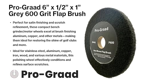 Flap Brush Finishing Wheel 6" x 1/2", Gray P600 Grit, 1 Pack - style: 6" x 1/2" x 1" Grey