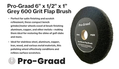 Flap Brush Finishing Wheel 6" x 1/2", Gray P600 Grit, 1 Pack - style: 6" x 1/2" x 1" Grey