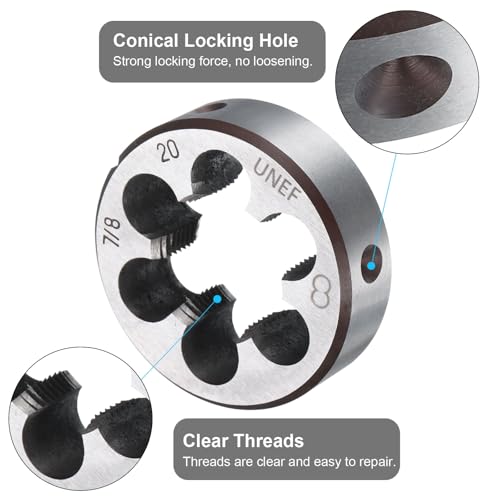 uxcell Round Threading Die 7/8-20 UNEF Thread Right Hand Screw Cutting Fixed Dies, Alloy Tool Steel Tapping Repair Tool - size: 7/8-20 UNEF
