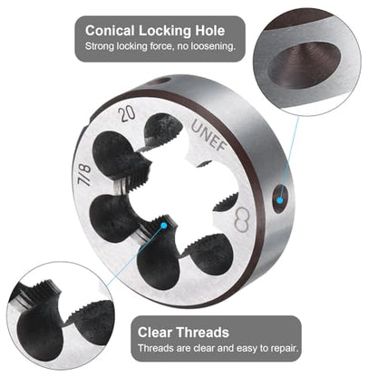 uxcell Round Threading Die 7/8-20 UNEF Thread Right Hand Screw Cutting Fixed Dies, Alloy Tool Steel Tapping Repair Tool - size: 7/8-20 UNEF