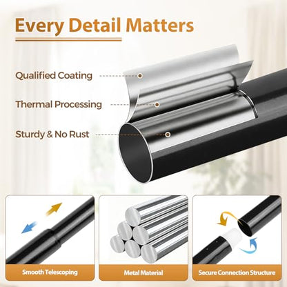 TONIAL Black Curtain Rods for Windows 2 Pack, 32 to 58 Inch, Drapery Rod - color: Black, size: 32-58"(2 Pack)