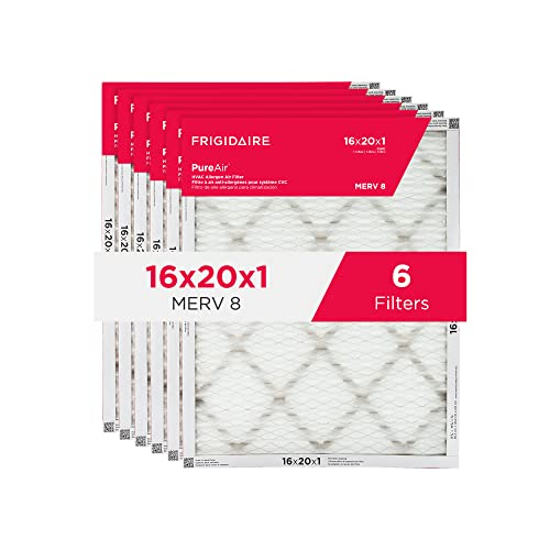 Frigidaire 16x20x1 Air Filter, MERV 8 Pleated Furnace AC Filters, 6 Pack - size: 16 x 20 x 1, style: Merv 8