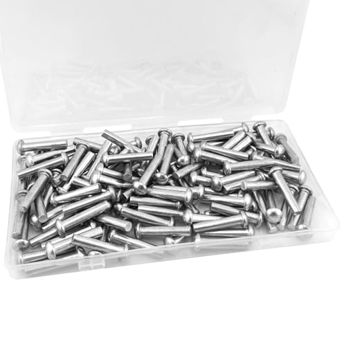 ALLCLEAN 3/16" Diameter X 1" Length Solid Aluminum Brazier Head Rivets,Aluminum Boat Rivets,Round/Dome Head Rivet,Pack of 100 - size: 3/16" x 1"