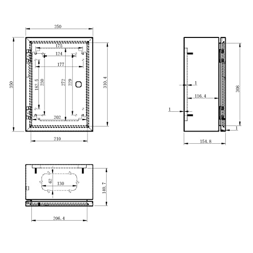 Stainless Steel Enclosure, IP65 Waterproof Electrical Box for Indoor and Outdoor Projects, Includes Mounting Plate and Wall Bracket 350×250×150mm (14"×10"×6") - size: 14"×10"×6"