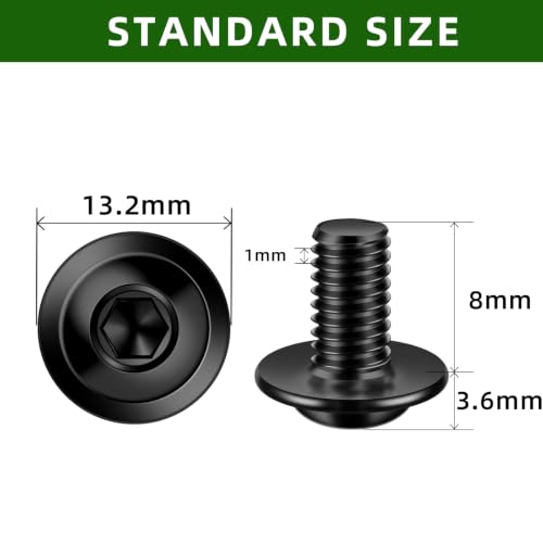 Mellewell M6-1.0 x 8mm Flanged Button Head Socket Cap Screw Bolts, Allen Socket Drive, Stainless Steel 304, Black Finish, Quantity 25 - color: Black, size: M6-1.0 x 8mm