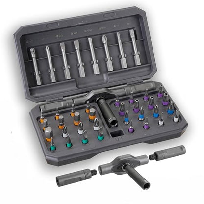 42 in 1 Magnetic Ratchet Screwdriver Set with Detachable T-Handle - color: Grey, size: 42 in 1