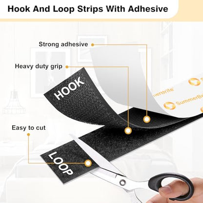 SummerBrite Hook and Loop Strips with Adhesive, Black, 1 x 5 in, 20 Pairs - color: Black, size: 1x5 IN 20 Pairs