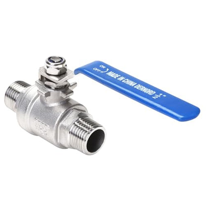 DERNORD Full Port Ball Valve 1/2 Inch - Male x Male Stainless Steel 304 Heavy Duty for Water, Oil, and Gas,1000WOG (1/2 Inch NPT) - size: 1/2 Inch NPT