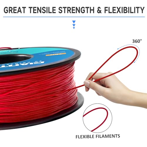 GIANTARM 95A TPU 3D Printer Filament 1.75mm, 1kg Spool, Red, +/- 0.03mm - color: Tpu-red