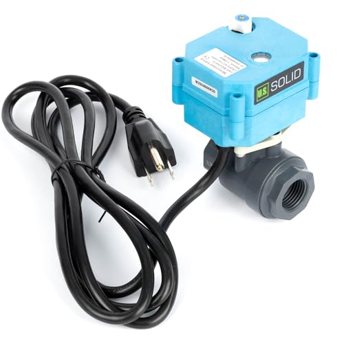 U.S. Solid 1/2 inch PVC Motorized Ball Valve - Plastic Electrical, US Plug, 2 Wire Auto Return, AC 110~230V, IP67, Manual Override, Normally Closed - size: 1/2 inch, style: PPO(IP 67)