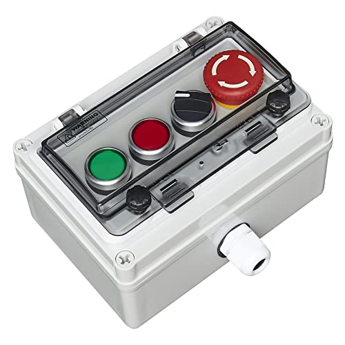 Lockable E-Stop Red/Green Momentary Buttons & Selector Switch IP67 Station - color: Single-row four-hole button box