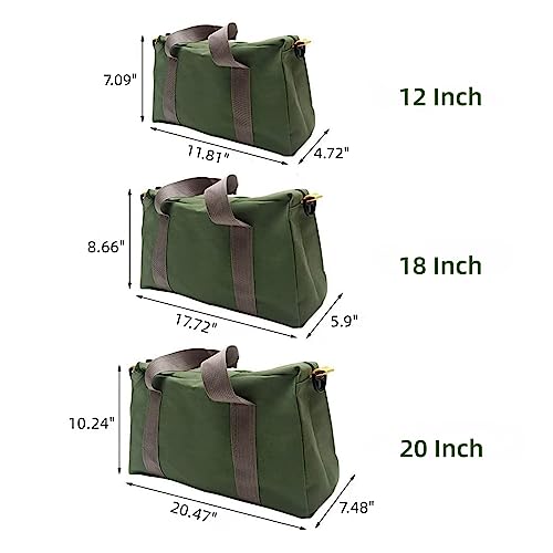 14 Inch Canvas Wide Mouth Tool Bag, Large Capacity Tool Storage Bags for Men, Small Tool Pouch, Tool Organizer Tote Bag for Storage Wrenches Pliers (Green - 14 inch) - color: Green - 14 inch