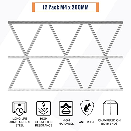 LEIFIDE 24 Pcs 8/32 in 4mm Threaded Rod with Hex Nuts, 8 Inch - size: 8 Inch