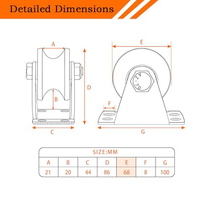 Heavy Duty Large 68 mm Pulley Wheel, Duplex Bearings Inside, Wall Mounted Industrial Rope Pulley for Lifting, 1 Pack - size: 68mm_1 PCS