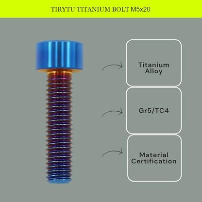 M5x20 Titanium Bolts Socket Head Cap Screw, Burnt Blue, 4PC - color: Burnt Blue, size: M5X20