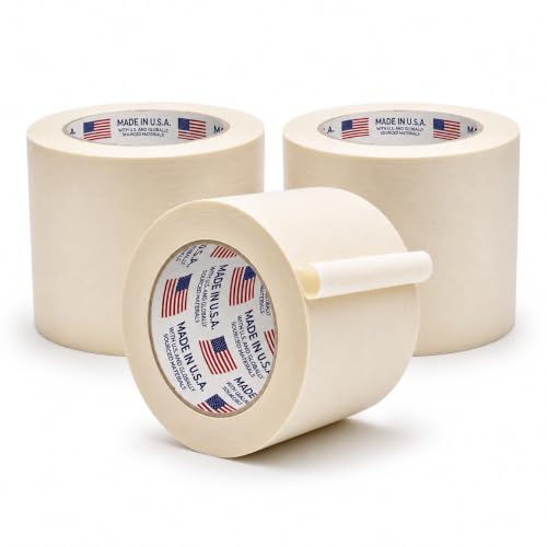WOD Utility Grade General Purpose Masking Tape, 4 inch x 60 yds (Pack of 3) Great for Home or Office, Painting, or Labeling, Adhesive Leaves no Residue - size: 4 inch - Pack of 3