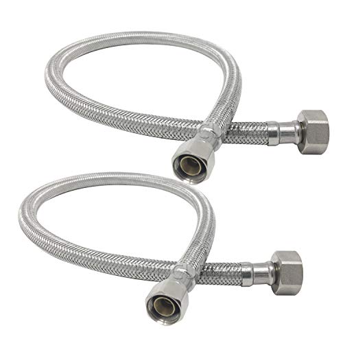 [2-Pack] PROCURU 12-Inch (1Ft) x 3/8" Comp x 1/2" FIP Faucet Hose Connector, Stainless Steel Braided Supply Line, Certified Safe (9SF12-2P) - size: 12 Inch
