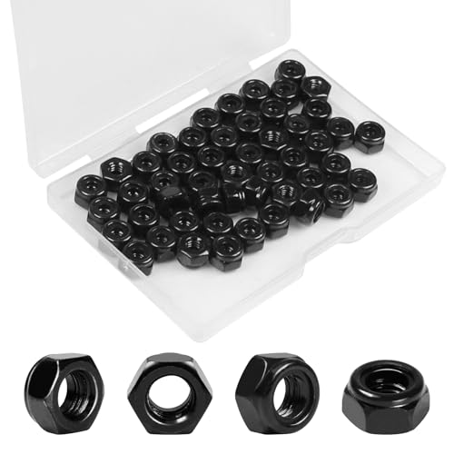 50Pcs #8-32 Nylon Insert Hex Lock Nuts Self-Locking Nut - size: #8-32; 50pcs
