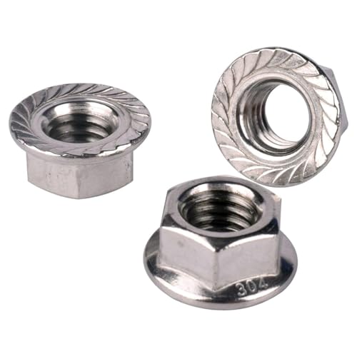 1/2"-13 Serrated Flange Hex Nuts, 304 Stainless Steel 18-8, Coarse Thread UNC, Full Thread, Pack of 10 - color: Silver, size: 1/2"-13(10Pcs)