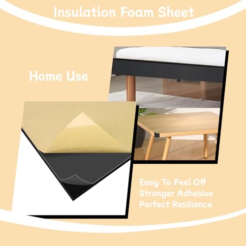 Closed Cell Neoprene Foam Rubber Sheet with Adhesive - 12 in x 59 in x 1/8 in Multi-Function Insulation, Soundproofing, and Weatherproof Foam Padding Easy Cut DIY, Black - size: 1/8” Thick X 12” Wide X 59” Long