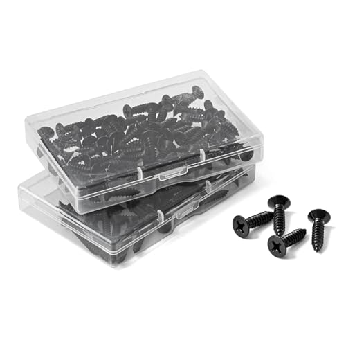#4 x 5/8" (100 Pack) Flat Head Sheet Metal Screws Phillips Drive Self-Tapping Wood Screws, Black Oxide 304 Stainless Steel Screw (18-8), Corrosion Resistant Screws - size: #4 x 5/8"
