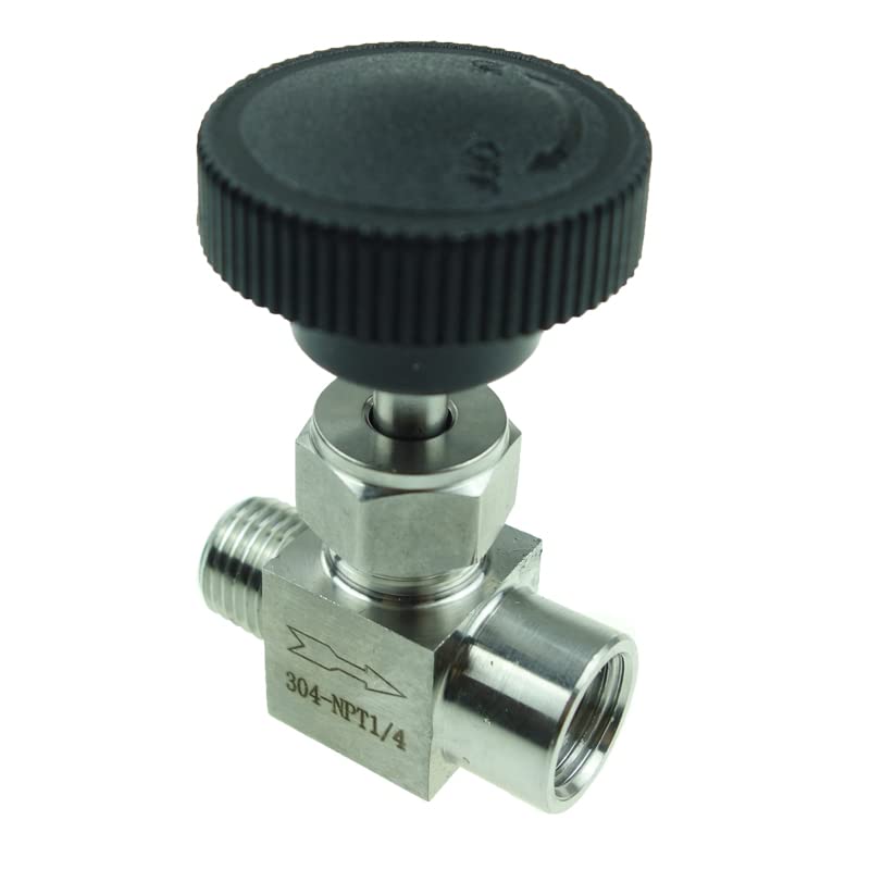 Stainless Steel 304 Instrument Gas Needle Valve 1/4 NPT Male x 1/4 NPT Female 1000 Psi - size: SS304 1/4 NPT M x F