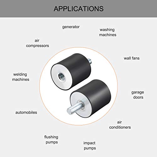 uxcell M10 Male Female Rubber Mounts, Shock Absorber, for Motor Generator Compressor Garage Reverse Osmosis Pump Impact Air Generator Car Bobbins, D40mmxH40mm - size: M10*23 D40*H40