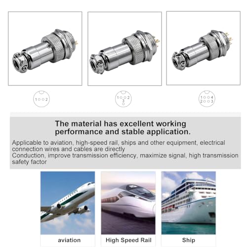 GX16 3 Pin Aviation Connector Plug, 16mm Mounting Hole, 7A 125V Male Female Aviation Plug, Industrial Electrical Connector for Aviation High Speed Rail Ship Equipment, Pack of 3 - size: 16-3P