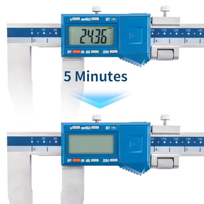 Dasqua 0-12"/300mm Heavy Duty Long Jaw Absolute Origin Digital Caliper, IP54 Stainless Steel Electronic Measuring Tool, in/mm Conversion, Accurary ±0.002"/0.04mm, Resolution 0.0005"/0.01mm - size: Heavy Duty 12"