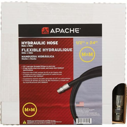 Apache 98398306 1/2" x 24" 2-Wire Hydraulic Hose Male x Male Assembly,black