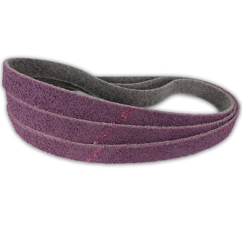 Red Label Abrasives 1 X 30 Inch Non Woven Surface Conditioning Sanding Belts for Knife Makers and Metal Fabricators - Maroon Medium Grit Sand Paper- 3 Pack - size: 1x30 Medium Grit - 3 Pk