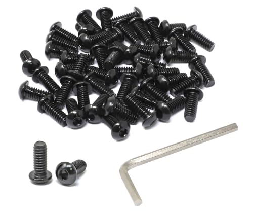 iexcell 50 Pcs 1/4-20 x 5/8" Stainless Steel 304 Hex Socket Button Head Cap Screws Bolts, Black Oxide Finish, with Hex Key Spanner - size: 1/4-20 x 5/8"