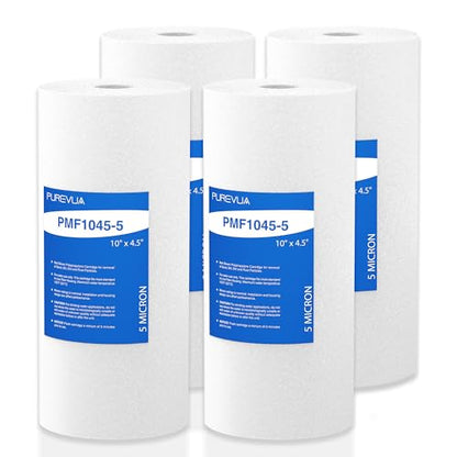 10" x 4.5" Whole House Sediment Water Filter 5 Micron, 4 Pack