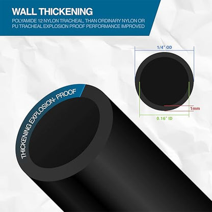 Utah Pneumatic 1/4" DOT Air Line SAE J844 PA12 Nylon Tubing, 50ft (Black) - color: Black, size: 1/4" x 50 Feet