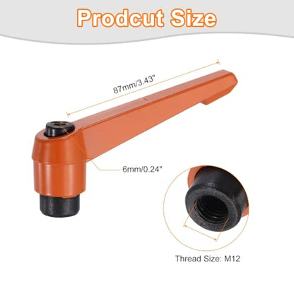 uxcell Clamping Lever Handles for Lathe, M12 Female Thread Orange 4Pcs - size: M12