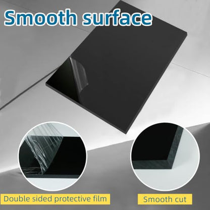 2PC High-Density Polyethylene (HDPE) Plastic Sheet, 1/2" X 16'' X 12'' Black, Versatile Board for Machining, Home Improvements, and DIY Engineering Projects - color: Black2