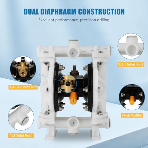 AODD Pump 1/2" Port 12 GPM Industrial Pneumatic Waste Oil Transfer Pump