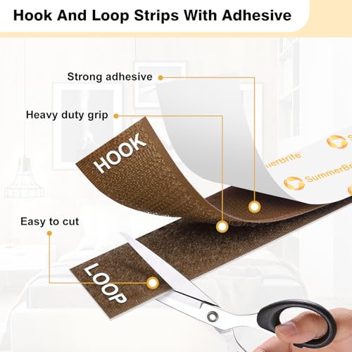 SummerBrite Hook and Loop Strips with Adhesive, Brown, 1 x 5 in, 20 Pairs - color: Brown, size: 1x5 IN 20 Pairs