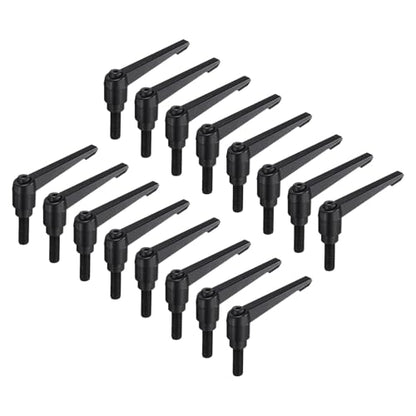 uxcell 16pcs Lever Adjustable Handles M10 x 30mm Metric Male Thread, Level Clamping Handle Hand Stud Knobs Rotating Screw Handles Bolts with Locking Lever, Black - size: M10 x 30mm