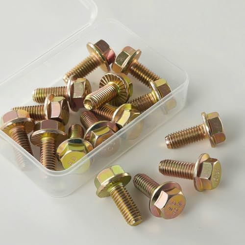 M8 x 20mm Flanged Hex Head Bolts, M8x1.25 Pitch, Grade 10.9 Alloy Steel, Color Zinc Plated, Full Thread, 20 Pack - size: M8 x 20mm(20PCS)