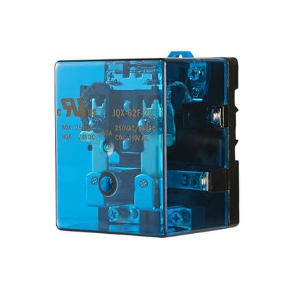 JQX-62F-2Z AC 110V 80A Electromagnetic Relay Set with Ring Terminal Copper Crimp Connector, Din Rail and Terminal Blocks End Stopper Bracket