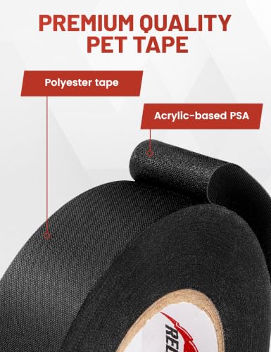RED WOLF Noise Damping PET Electrical Wire Tape 3/4 Inch x 50 Feet, 10-Roll High Heat Abrasion Resistance Self-Adhesive Felt Cloth Tape Wrap Wiring Loom for Automotive Engines Cable Protection - size: 3/4 inch - 50 Ft (10-Pack)