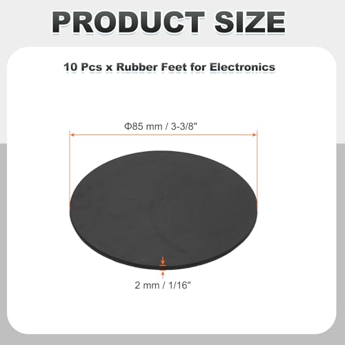 PATIKIL Non Slip Furniture Pads 3-3/8" (85mm x 2mm), 10 Pcs Adhesive Backed Round Rubber Feet Anti-Scratch Rubber Furniture Grippers for Hardwood Floor Electronics Bed Drawers DIY - size: 85mm x 2mm