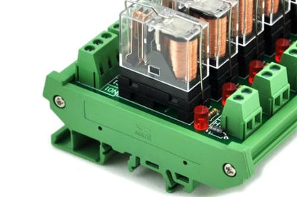 Electronics-Salon DIN Rail Mount AC/DC 24V Control 4 SPDT 16Amp Pluggable Power Relay Module, G2R-1-E - style: 4 Channel 24V
