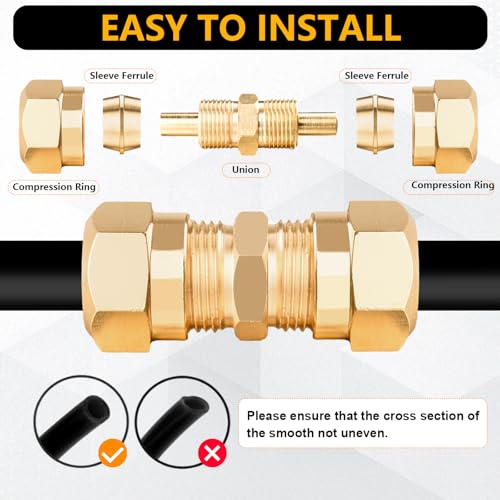 220Pcs Brass DOT Air Line Fittings Push Lock Air Fittings & Air Nylon Tube Compression Fittings Kits,1/4" 1/8" 3/8" 1/2" NPT Push To Connect Fittings Quick Connect Air Hose Fittings Assortment