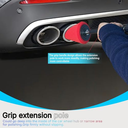 Drill Bit Polishing Cone Sponges with Hand-Held Extension Bracket