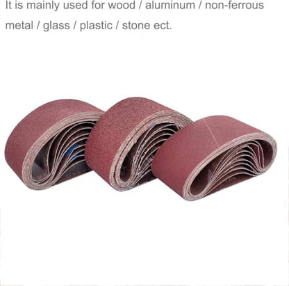 18 Pack 2-1/2 x 16 Inch Abrasive Sanding Belts Kit - 60 80 120 150 240 400 Grit Aluminum Oxide Clothed Backing Sander Belts for Wood-Working, Metal and Paint Grinding and Polishing (2.5" x 16")